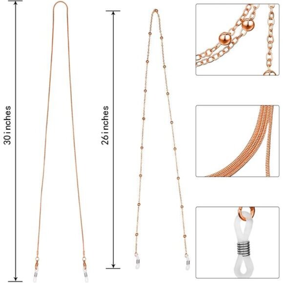 6 Pieces Eyeglass Chains Elegant Eyewear Retainer Beaded Eyeglass Strap Holder - Picture 3 of 7